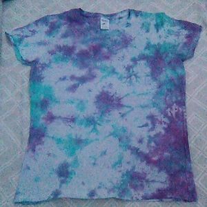 Purple&Emerald tie dye shirt(M)